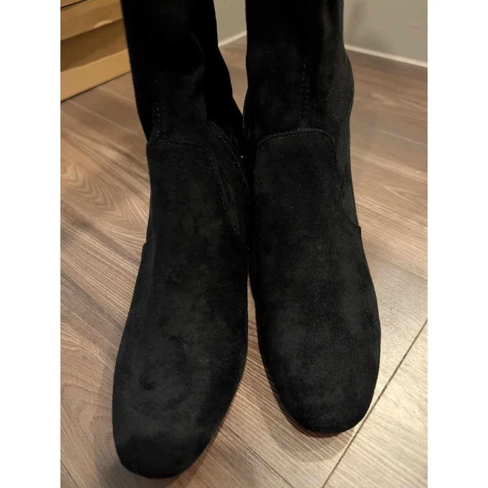 Sugar Women Shoes 6M Ollie‎ Over The Knee Pull On Black Boots Faux Suede